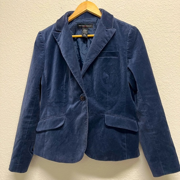 *New York & Co. Women’s Vintage Velvety Blazer Jacket Blue Size 10 - Picture 1 of 10